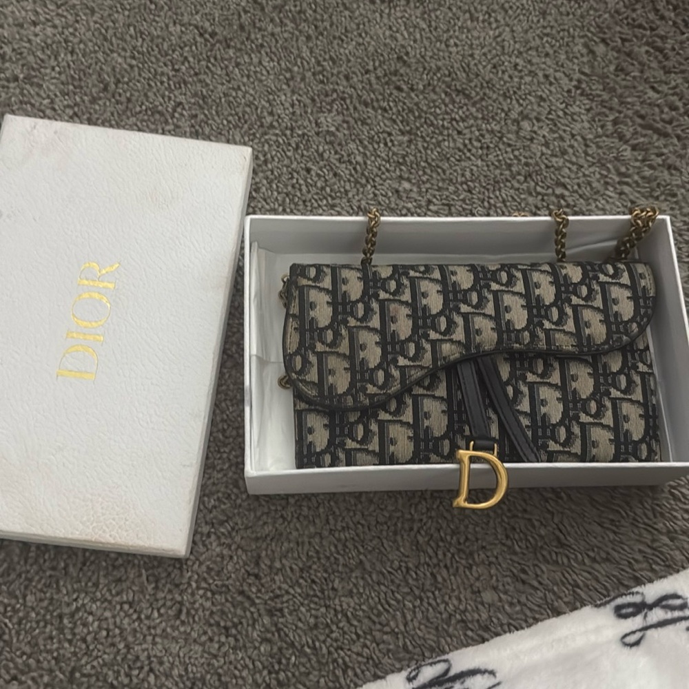 Dior Small Saddle Pouch with Chain worn great condition
